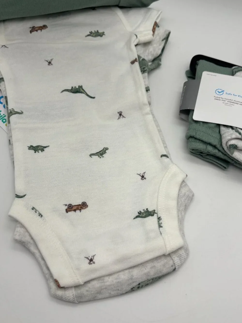 Carter's Child of Mine 5-Piece Cotton Bodysuits & Pants, Green Dinosaur, Preemie